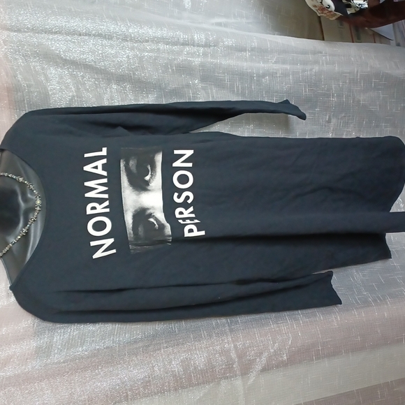 Dead Bury Dead Size M T-shirt Dress, Black, "Normal Person", 37" long, 20" chest - Picture 1 of 5